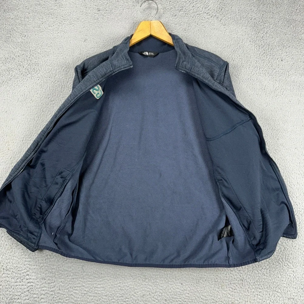 The North Face Fleece Full Zip Jacket Adult Large Navy Blue Stretch Pockets Mens